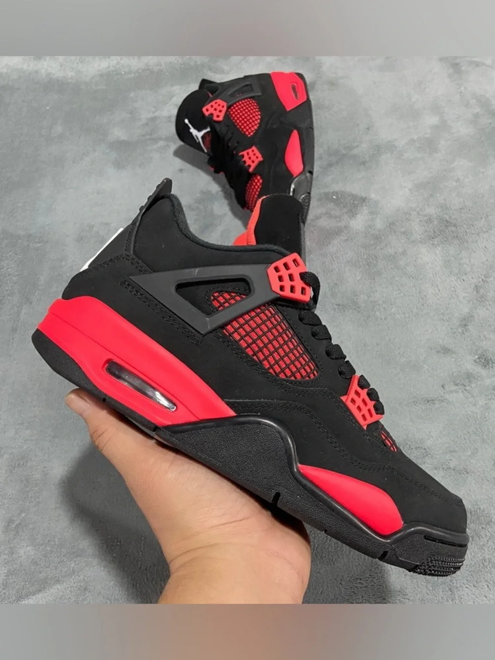 Air Jordan 4 Men's Black and Red Retro Basketball Sneakers